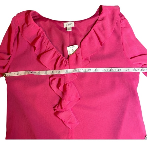 J Crew Womens Long Sleeve V-Neck Ruffle Blouse Size Small Pink Lightweight - Picture 8 of 12